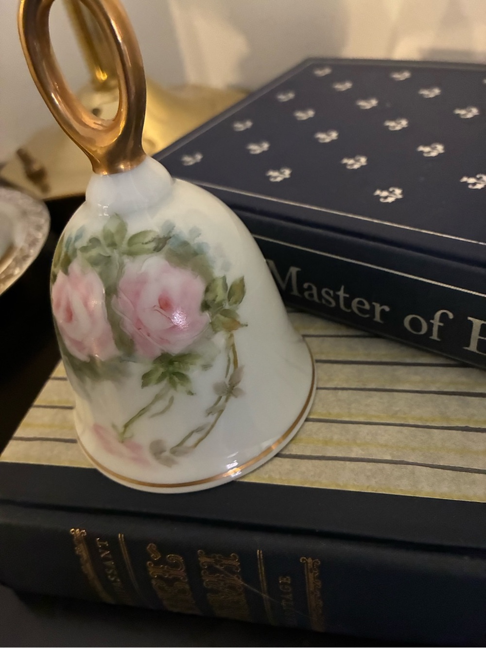 Vintage Porcelain Bell | Pink Rose Cottagecore Grandmillennial Feminine Decor - Picture 3 of 9